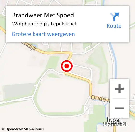 Locatie op kaart van de 112 melding: Brandweer Met Spoed Naar Wolphaartsdijk, Lepelstraat op 21 april 2022 14:38