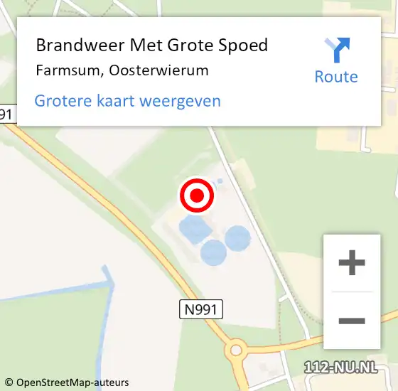 Locatie op kaart van de 112 melding: Brandweer Met Grote Spoed Naar Farmsum, Oosterwierum op 21 april 2022 14:48