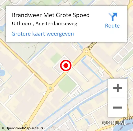 Locatie op kaart van de 112 melding: Brandweer Met Grote Spoed Naar Uithoorn, Amsterdamseweg op 21 april 2022 15:03