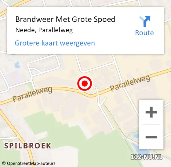 Locatie op kaart van de 112 melding: Brandweer Met Grote Spoed Naar Neede, Parallelweg op 21 april 2022 15:08