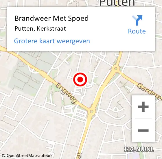 Locatie op kaart van de 112 melding: Brandweer Met Spoed Naar Putten, Kerkstraat op 21 april 2022 15:12