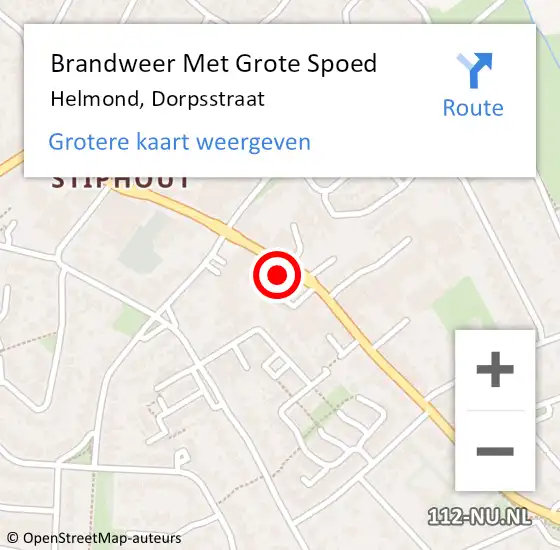 Locatie op kaart van de 112 melding: Brandweer Met Grote Spoed Naar Helmond, Dorpsstraat op 21 april 2022 15:21