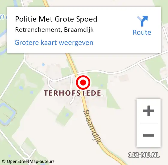 Locatie op kaart van de 112 melding: Politie Met Grote Spoed Naar Retranchement, Braamdijk op 21 april 2022 15:23