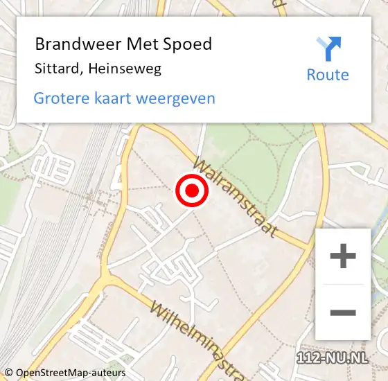 Locatie op kaart van de 112 melding: Brandweer Met Spoed Naar Sittard, Heinseweg op 21 april 2022 15:27