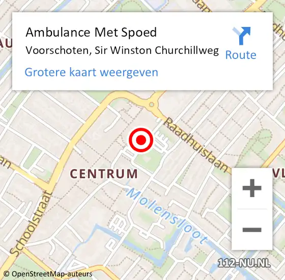 Locatie op kaart van de 112 melding: Ambulance Met Spoed Naar Voorschoten, Sir Winston Churchillweg op 21 april 2022 15:39