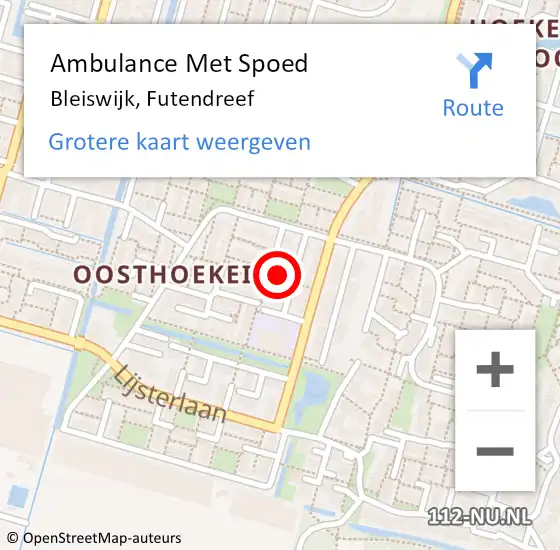 Locatie op kaart van de 112 melding: Ambulance Met Spoed Naar Bleiswijk, Futendreef op 21 april 2022 15:40