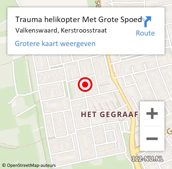 Locatie op kaart van de 112 melding: Trauma helikopter Met Grote Spoed Naar Valkenswaard, Kerstroosstraat op 21 april 2022 15:51