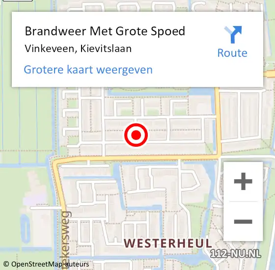 Locatie op kaart van de 112 melding: Brandweer Met Grote Spoed Naar Vinkeveen, Kievitslaan op 21 april 2022 16:02