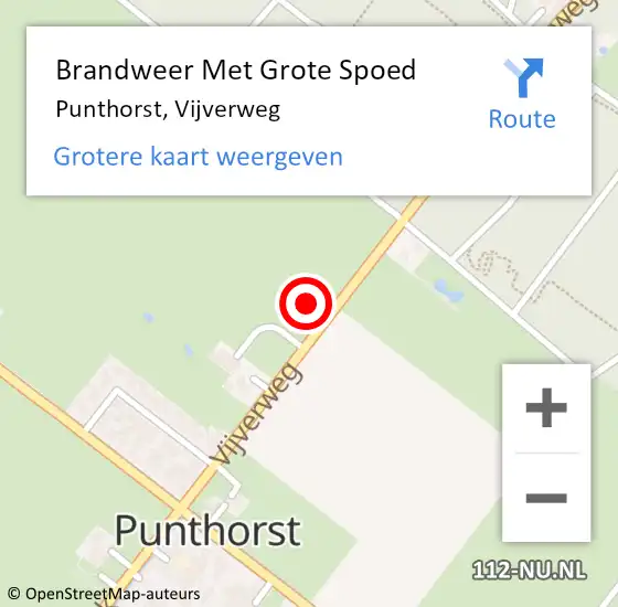 Locatie op kaart van de 112 melding: Brandweer Met Grote Spoed Naar Punthorst, Vijverweg op 21 april 2022 16:05