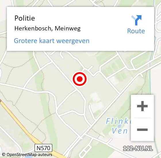 Locatie op kaart van de 112 melding: Politie Herkenbosch, Meinweg op 21 april 2022 16:09