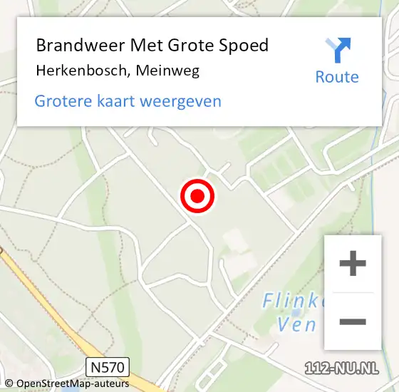 Locatie op kaart van de 112 melding: Brandweer Met Grote Spoed Naar Herkenbosch, Meinweg op 21 april 2022 16:14