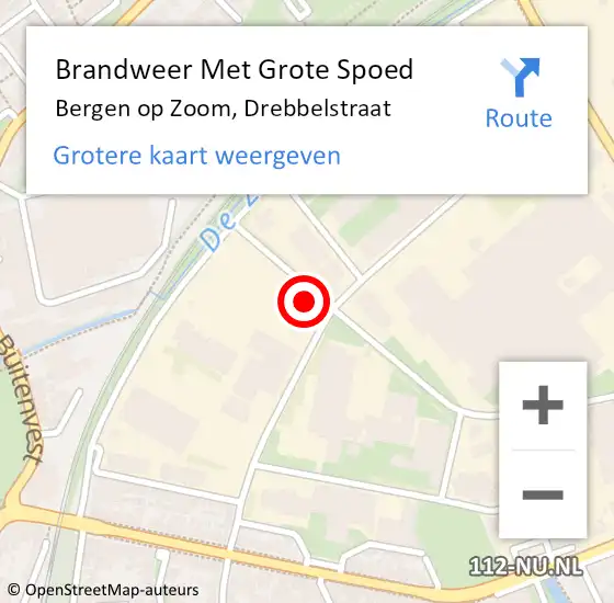 Locatie op kaart van de 112 melding: Brandweer Met Grote Spoed Naar Bergen op Zoom, Drebbelstraat op 21 april 2022 16:15