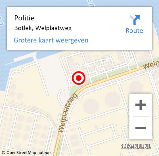 Locatie op kaart van de 112 melding: Politie Botlek, Welplaatweg op 21 april 2022 16:26