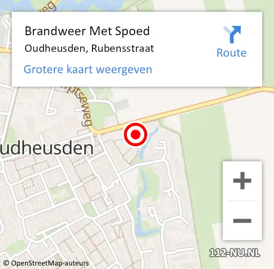 Locatie op kaart van de 112 melding: Brandweer Met Spoed Naar Oudheusden, Rubensstraat op 21 april 2022 16:47