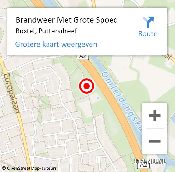 Locatie op kaart van de 112 melding: Brandweer Met Grote Spoed Naar Boxtel, Puttersdreef op 21 april 2022 16:56