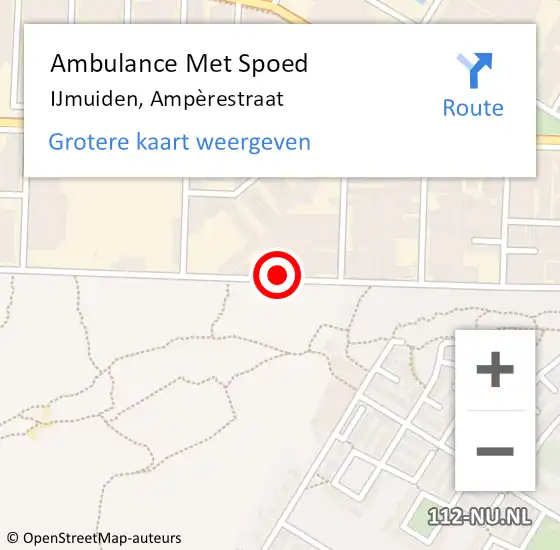 Locatie op kaart van de 112 melding: Ambulance Met Spoed Naar IJmuiden, Ampèrestraat op 21 april 2022 16:59