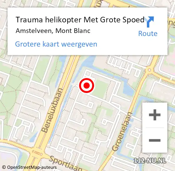 Locatie op kaart van de 112 melding: Trauma helikopter Met Grote Spoed Naar Amstelveen, Mont Blanc op 21 april 2022 17:01