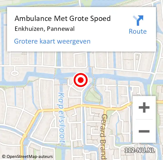 Locatie op kaart van de 112 melding: Ambulance Met Grote Spoed Naar Enkhuizen, Pannewal op 21 april 2022 17:04
