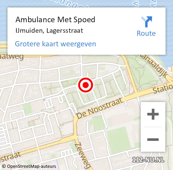 Locatie op kaart van de 112 melding: Ambulance Met Spoed Naar IJmuiden, Lagersstraat op 21 april 2022 17:10