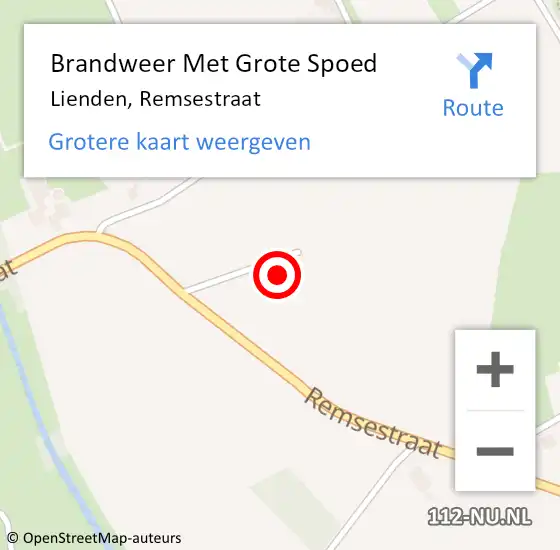 Locatie op kaart van de 112 melding: Brandweer Met Grote Spoed Naar Lienden, Remsestraat op 21 april 2022 17:28