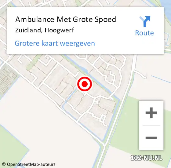 Locatie op kaart van de 112 melding: Ambulance Met Grote Spoed Naar Zuidland, Hoogwerf op 21 april 2022 17:30