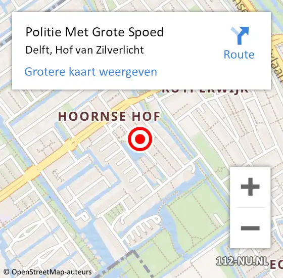 Locatie op kaart van de 112 melding: Politie Met Grote Spoed Naar Delft, Hof van Zilverlicht op 21 april 2022 17:33