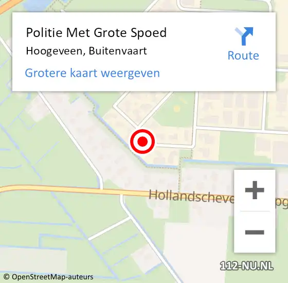 Locatie op kaart van de 112 melding: Politie Met Grote Spoed Naar Hoogeveen, Buitenvaart op 21 april 2022 17:41