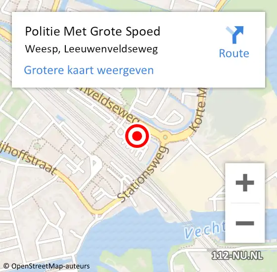 Locatie op kaart van de 112 melding: Politie Met Grote Spoed Naar Weesp, Leeuwenveldseweg op 21 april 2022 17:45