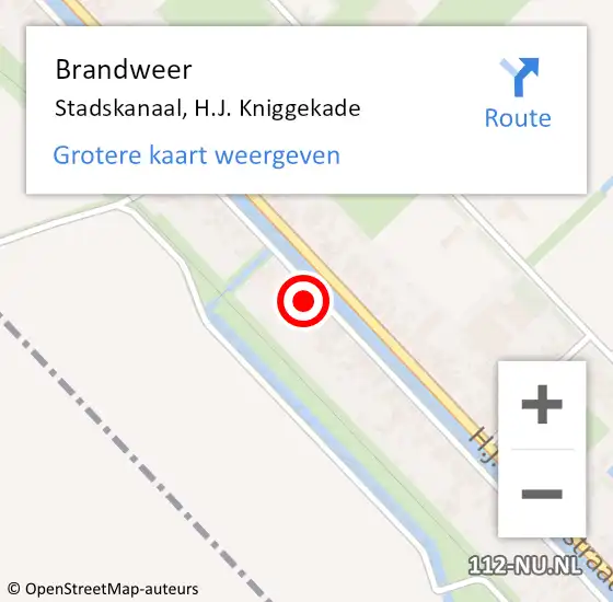 Locatie op kaart van de 112 melding: Brandweer Stadskanaal, H.J. Kniggekade op 21 april 2022 17:51