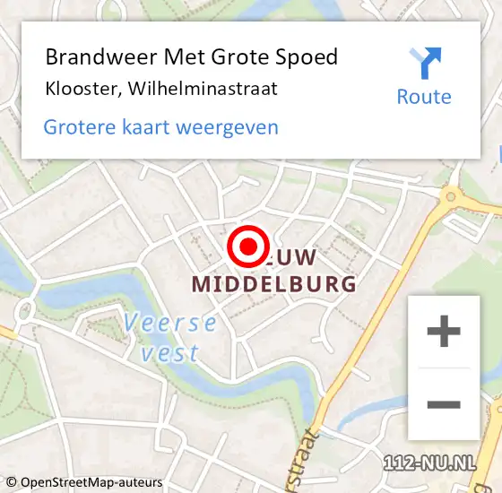 Locatie op kaart van de 112 melding: Brandweer Met Grote Spoed Naar Klooster, Wilhelminastraat op 15 juli 2014 08:01