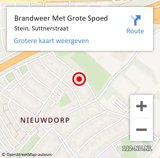 Locatie op kaart van de 112 melding: Brandweer Met Grote Spoed Naar Stein, Suttnerstraat op 21 april 2022 18:45