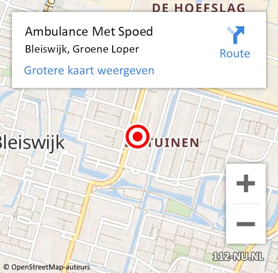 Locatie op kaart van de 112 melding: Ambulance Met Spoed Naar Bleiswijk, Groene Loper op 21 april 2022 19:01