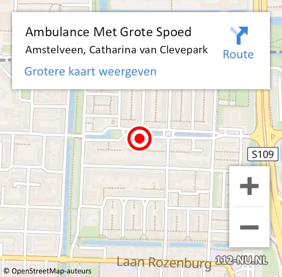 Locatie op kaart van de 112 melding: Ambulance Met Grote Spoed Naar Amstelveen, Catharina van Clevepark op 21 april 2022 19:01