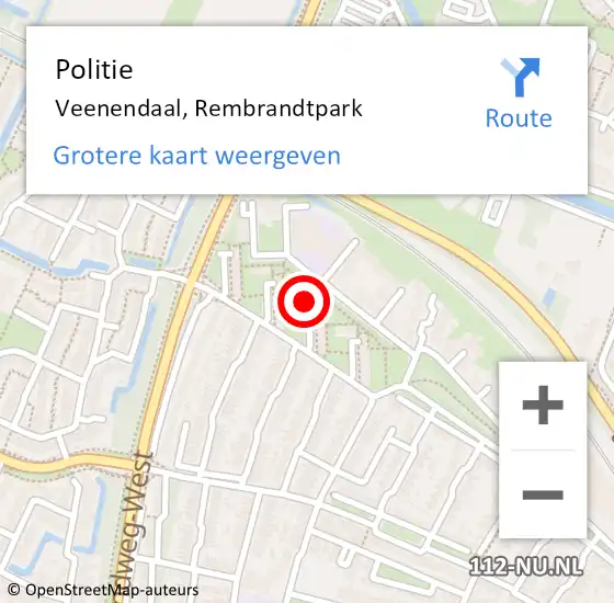 Locatie op kaart van de 112 melding: Politie Veenendaal, Rembrandtpark op 21 april 2022 19:18