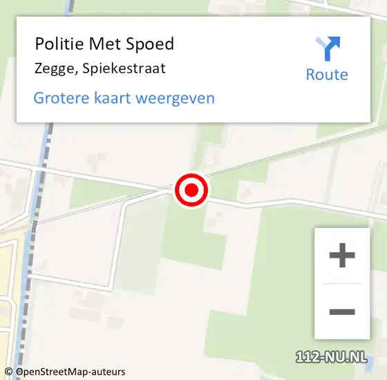 Locatie op kaart van de 112 melding: Politie Met Spoed Naar Zegge, Spiekestraat op 21 april 2022 19:23