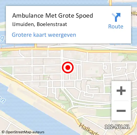 Locatie op kaart van de 112 melding: Ambulance Met Grote Spoed Naar IJmuiden, Boelenstraat op 21 april 2022 19:42