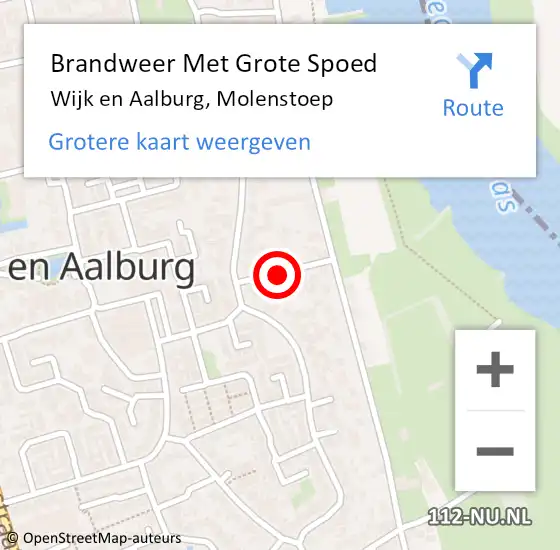 Locatie op kaart van de 112 melding: Brandweer Met Grote Spoed Naar Wijk en Aalburg, Molenstoep op 21 april 2022 19:57