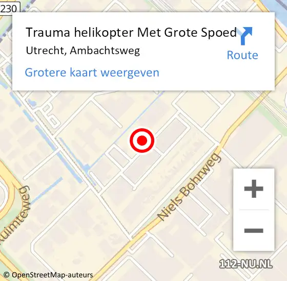 Locatie op kaart van de 112 melding: Trauma helikopter Met Grote Spoed Naar Utrecht, Ambachtsweg op 21 april 2022 19:58