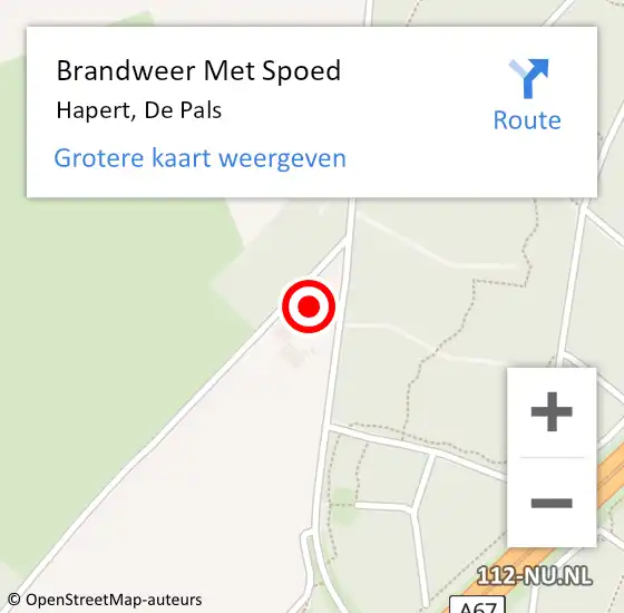 Locatie op kaart van de 112 melding: Brandweer Met Spoed Naar Hapert, De Pals op 21 april 2022 20:02