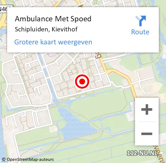 Locatie op kaart van de 112 melding: Ambulance Met Spoed Naar Schipluiden, Kievithof op 21 april 2022 20:04