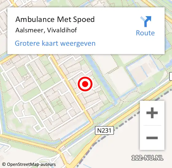 Locatie op kaart van de 112 melding: Ambulance Met Spoed Naar Aalsmeer, Vivaldihof op 21 april 2022 20:05