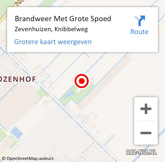 Locatie op kaart van de 112 melding: Brandweer Met Grote Spoed Naar Zevenhuizen, Knibbelweg op 21 april 2022 20:09