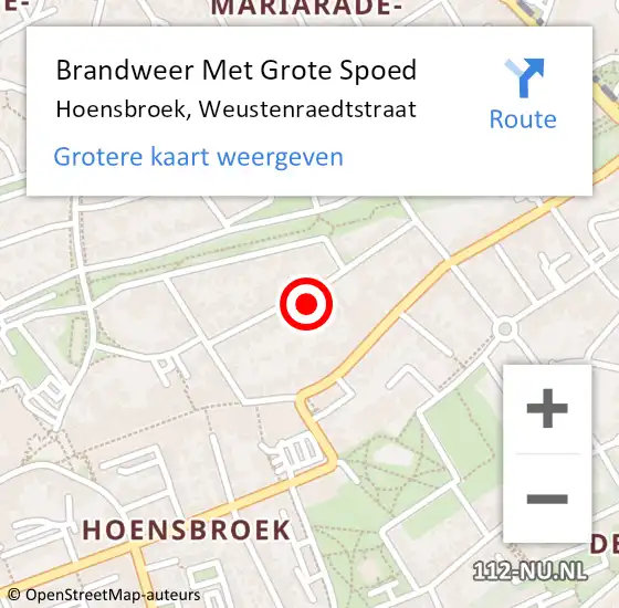 Locatie op kaart van de 112 melding: Brandweer Met Grote Spoed Naar Hoensbroek, Weustenraedtstraat op 21 april 2022 20:11