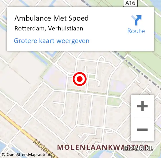 Locatie op kaart van de 112 melding: Ambulance Met Spoed Naar Rotterdam, Verhulstlaan op 21 april 2022 20:15