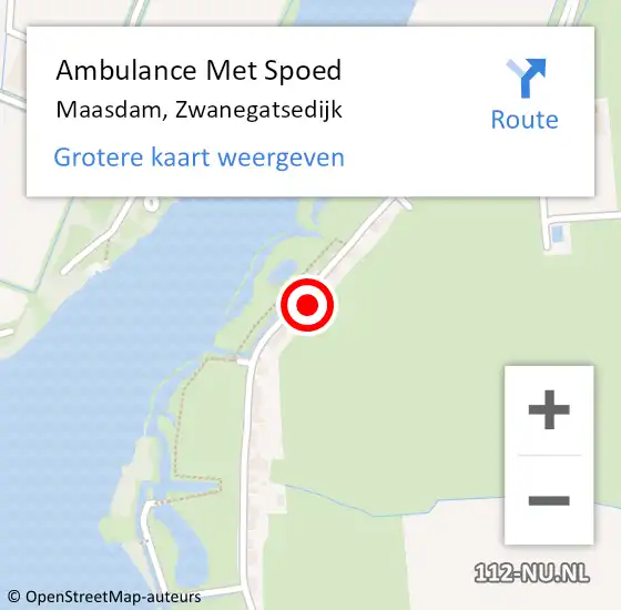 Locatie op kaart van de 112 melding: Ambulance Met Spoed Naar Maasdam, Zwanegatsedijk op 21 april 2022 20:28