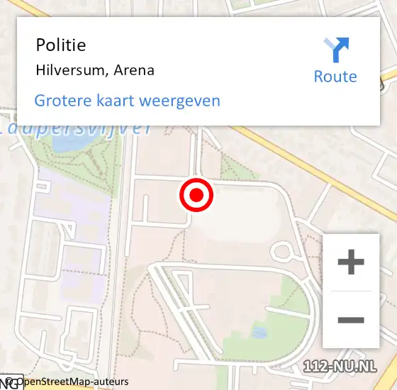 Locatie op kaart van de 112 melding: Politie Hilversum, Arena op 21 april 2022 20:40