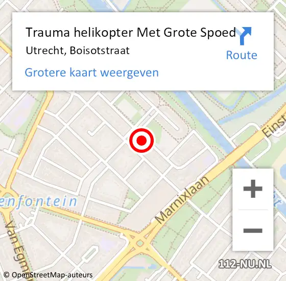 Locatie op kaart van de 112 melding: Trauma helikopter Met Grote Spoed Naar Utrecht, Boisotstraat op 21 april 2022 20:53