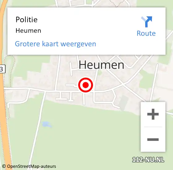 Locatie op kaart van de 112 melding: Politie Heumen op 21 april 2022 20:56