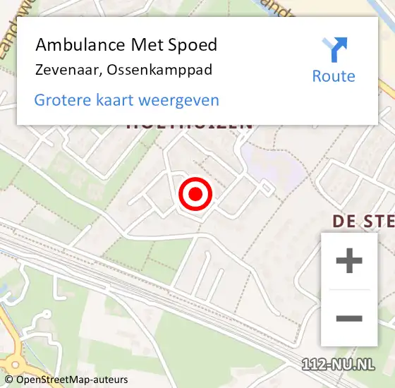 Locatie op kaart van de 112 melding: Ambulance Met Spoed Naar Zevenaar, Ossenkamppad op 21 april 2022 21:06