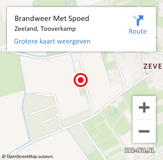 Locatie op kaart van de 112 melding: Brandweer Met Spoed Naar Zeeland, Tooverkamp op 21 april 2022 21:17